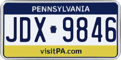 PA license plate JDX9846