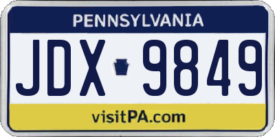 PA license plate JDX9849