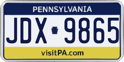 PA license plate JDX9865