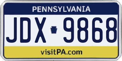 PA license plate JDX9868