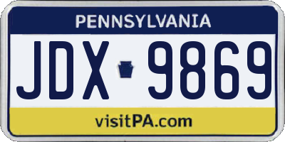 PA license plate JDX9869