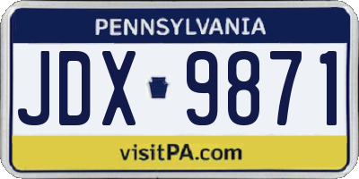 PA license plate JDX9871