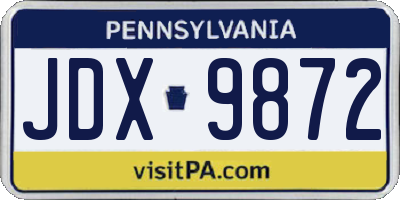 PA license plate JDX9872