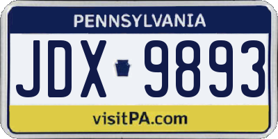 PA license plate JDX9893