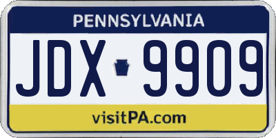 PA license plate JDX9909
