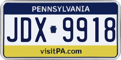 PA license plate JDX9918