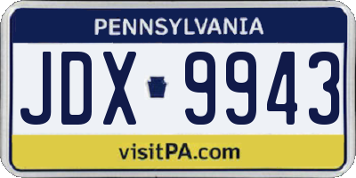 PA license plate JDX9943