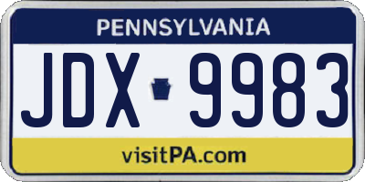 PA license plate JDX9983