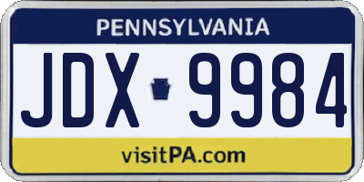 PA license plate JDX9984