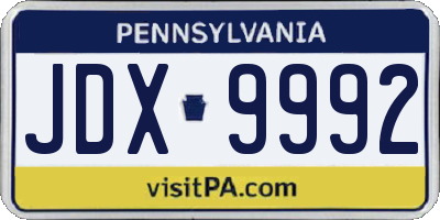 PA license plate JDX9992