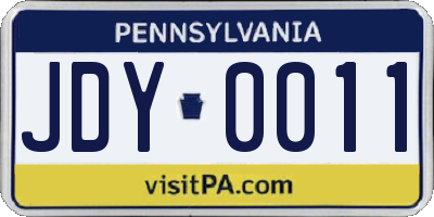 PA license plate JDY0011