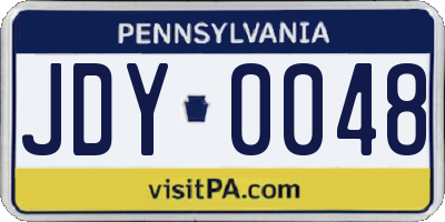PA license plate JDY0048