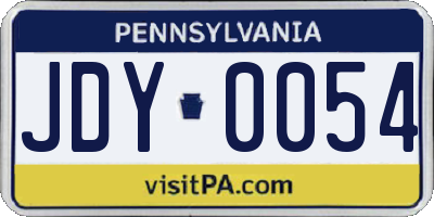 PA license plate JDY0054