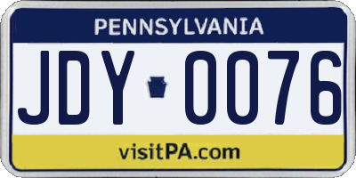 PA license plate JDY0076