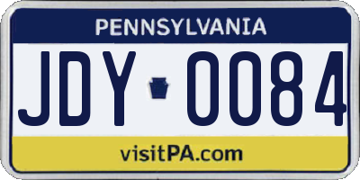 PA license plate JDY0084