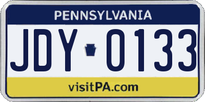 PA license plate JDY0133