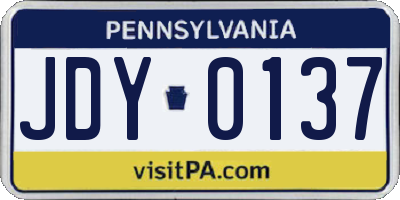 PA license plate JDY0137