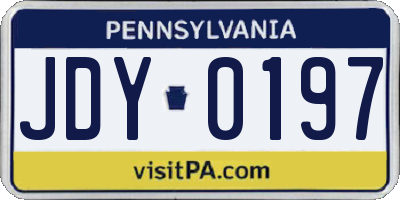 PA license plate JDY0197