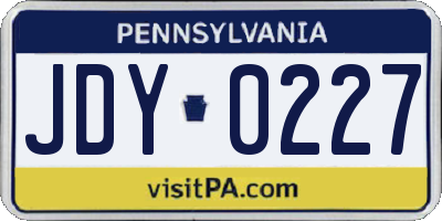 PA license plate JDY0227