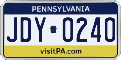 PA license plate JDY0240