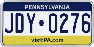 PA license plate JDY0276