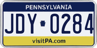 PA license plate JDY0284