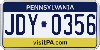 PA license plate JDY0356