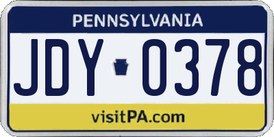 PA license plate JDY0378