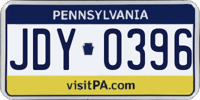 PA license plate JDY0396