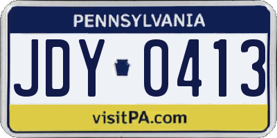 PA license plate JDY0413