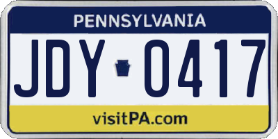PA license plate JDY0417