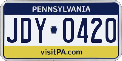 PA license plate JDY0420