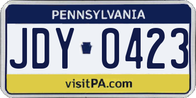 PA license plate JDY0423