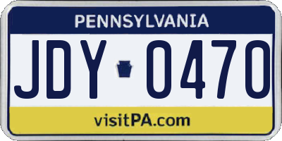 PA license plate JDY0470