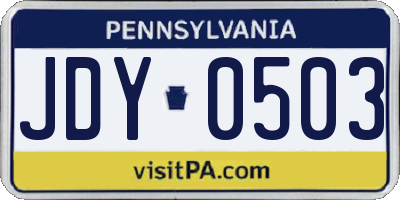 PA license plate JDY0503