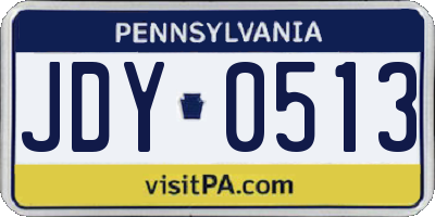 PA license plate JDY0513