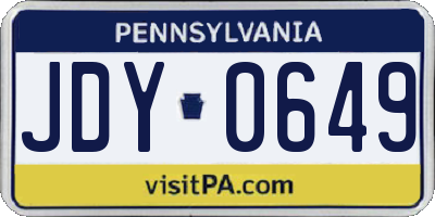 PA license plate JDY0649