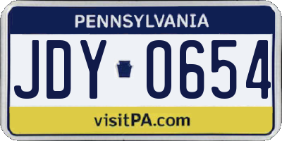 PA license plate JDY0654