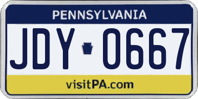 PA license plate JDY0667