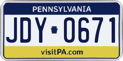 PA license plate JDY0671
