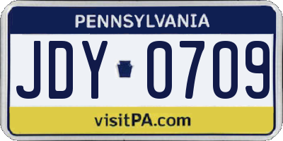 PA license plate JDY0709