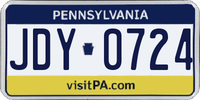 PA license plate JDY0724