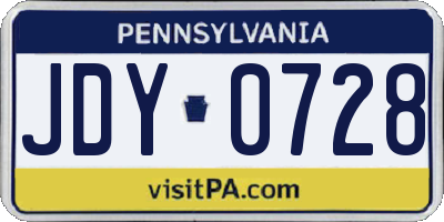 PA license plate JDY0728