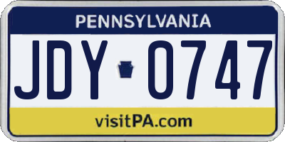 PA license plate JDY0747