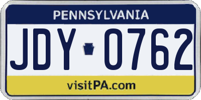 PA license plate JDY0762