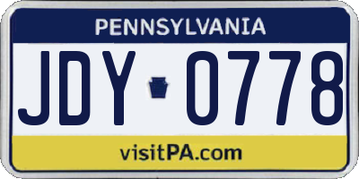 PA license plate JDY0778