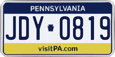 PA license plate JDY0819