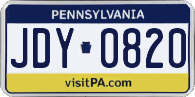 PA license plate JDY0820