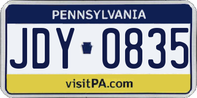 PA license plate JDY0835