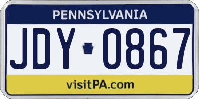 PA license plate JDY0867